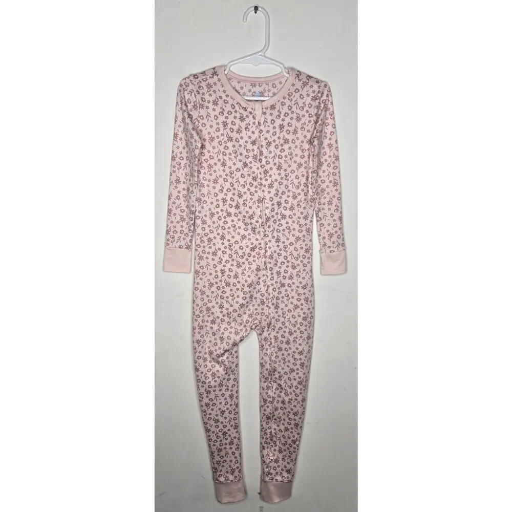 CLOUD ISLAND Girl's Floral Zip Up Pajamas Size 5T